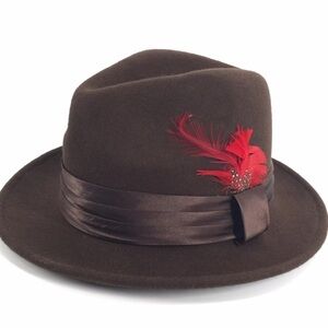 Vintage 80’s St. Patrick wool Dark Brown Fedora with Satin Lining hat